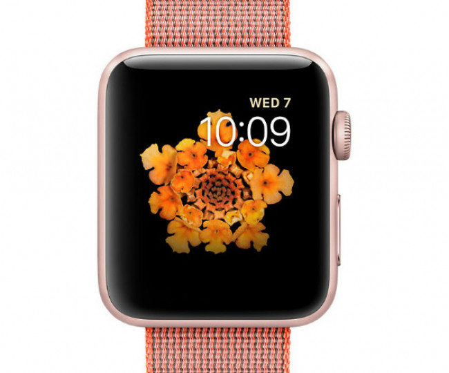 Apple Watch Series 2 42mm Rose Gold Aluminum Case with Space Orange / Anthracite Woven Nylon (MNPM2)