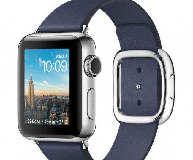 Apple Watch Series 2 38mm Stainless Steel Case with Midnight Blue Modern Buckle Small (MNP82)