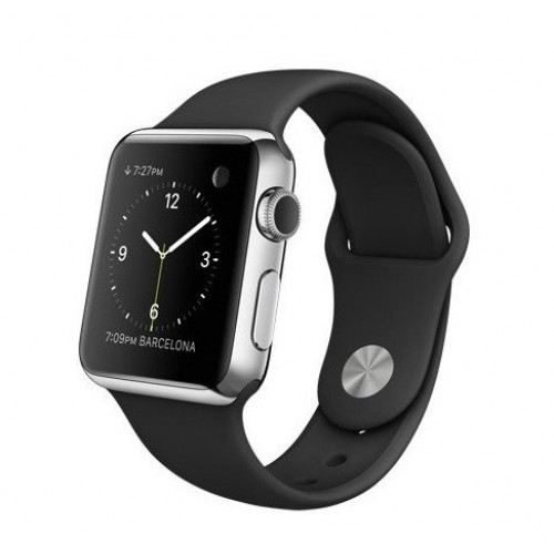 Apple Watch 38mm Stainless Steel Case with Black Sport Band (MJ2Y2)