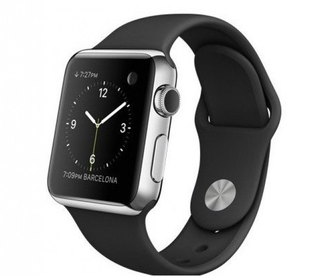 Apple Watch 38mm Stainless Steel Case with Black Sport Band (MJ2Y2)