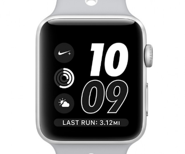 Apple Watch Nike + 38mm Silver Aluminum Case with Silver / White Nike Sport Band (MNNQ2)