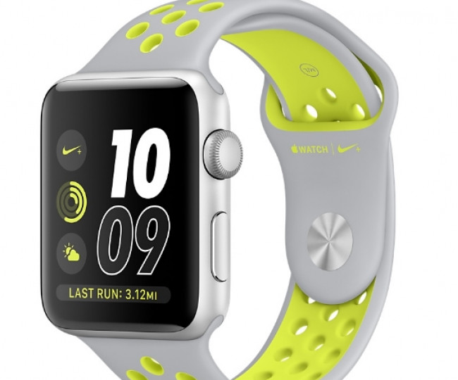 Apple Watch Nike 42mm Silver Aluminum Case with Flat Silver/Volt Nike Sport Band (MNYQ2)