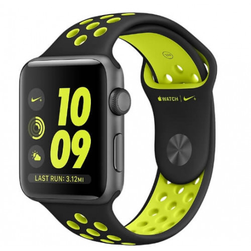 Apple Watch Nike 42mm Space Gray Aluminum Case with Black/Volt Nike Sport Band (MP0A2)