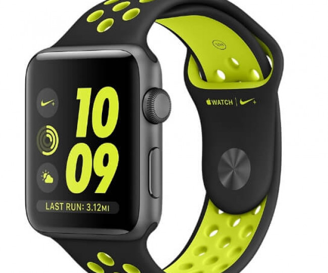 Apple Watch Nike 42mm Space Gray Aluminum Case with Black/Volt Nike Sport Band (MP0A2)