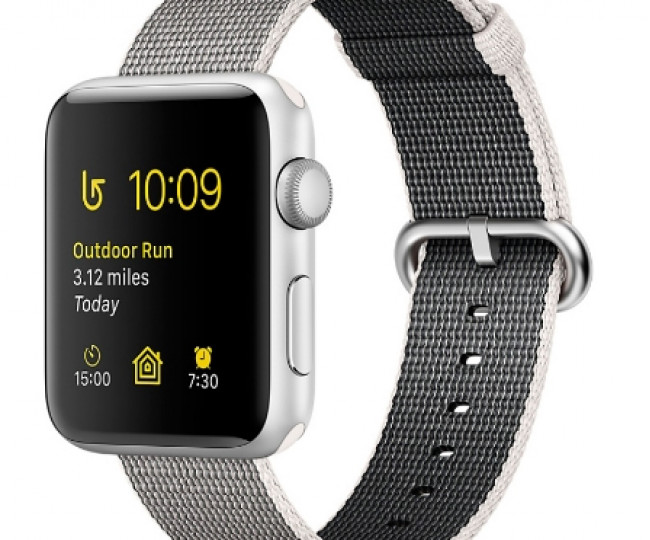 Apple Watch Series 2 38mm Silver Aluminum Case with Pearl Woven Nylon Band (MNNX2)