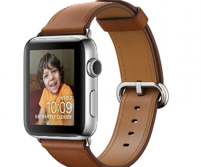 Apple Watch Series 2 38mm Stainless Steel Case with Saddle Brown Classic Buckle Band (MNP72)