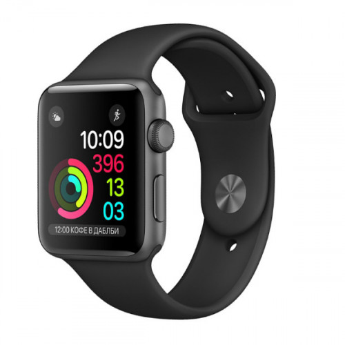 Apple Watch Series 2 42mm Space Gray Aluminum Case with Black Sport Band (MP062)