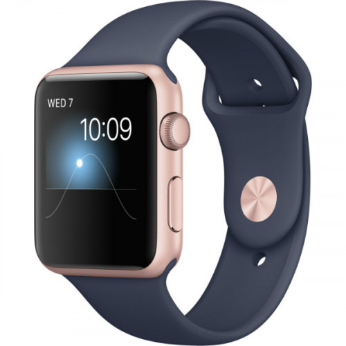 Apple Watch Series 2 42mm Rose Gold Aluminum Case with Midnight Blue Sport Band (MNPL2)