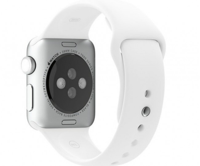 Apple Watch 38mm Stainless Steel with White Sport Band (MJ302)