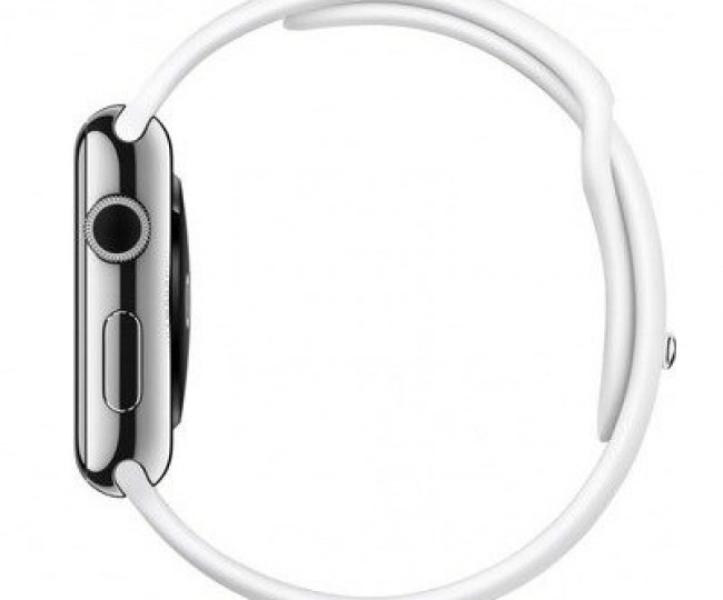 Apple Watch 42mm Stainless Steel Case with White Sport Band (MJ3V2)