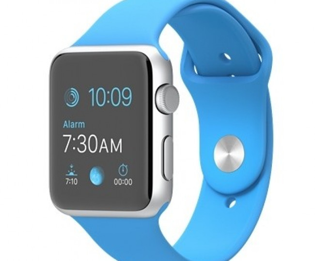 Apple Watch Sport 42mm Silver Aluminum Case with Blue Sport Band (MJ3Q2)