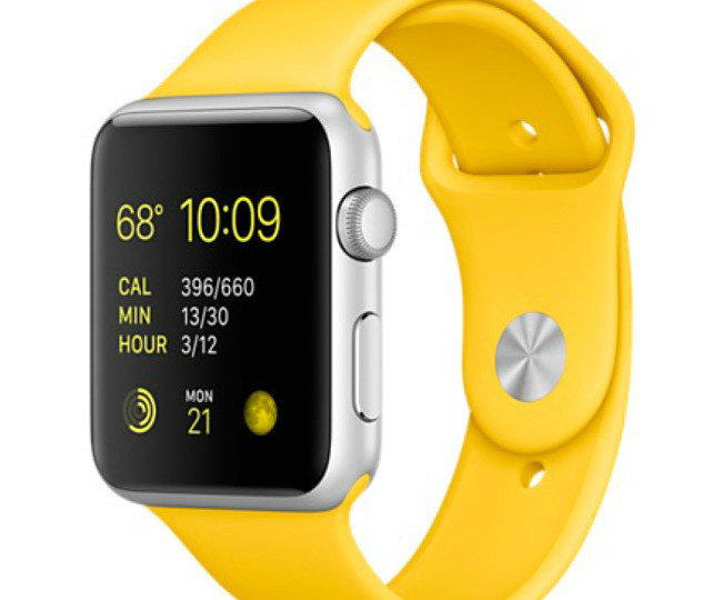 Apple Watch Sport 42mm Silver Aluminum Case with yellow Sport Band (MMFE2)