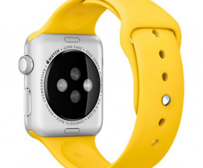 Apple Watch Sport 42mm Silver Aluminum Case with yellow Sport Band (MMFE2)