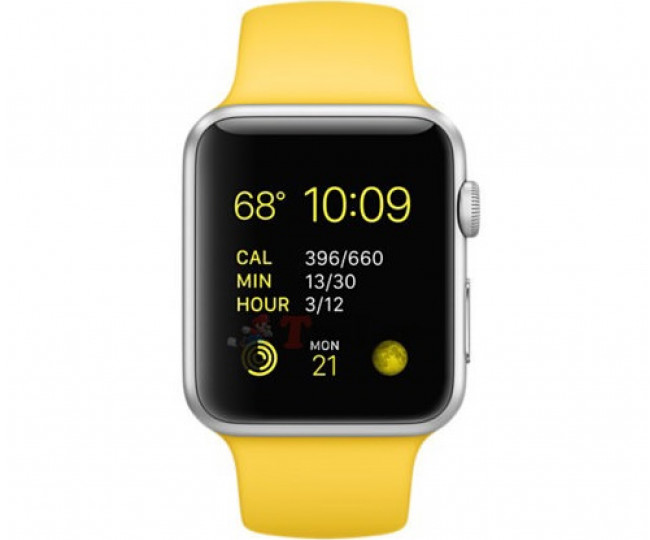 Apple Watch Sport 42mm Silver Aluminum Case with yellow Sport Band (MMFE2)