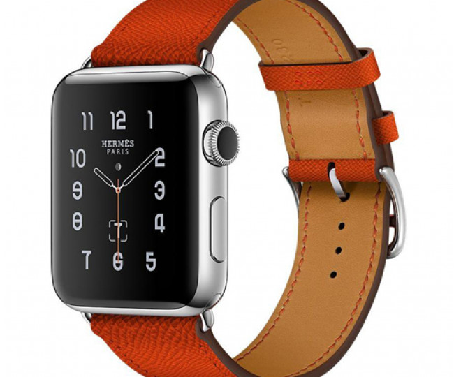 Apple Watch Hermes 42mm Series 2 Stainless Steel Case with Feu Epsom Leather Single Tour (MNQ22)