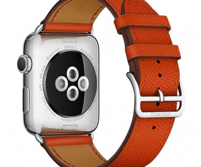 Apple Watch Hermes 42mm Series 2 Stainless Steel Case with Feu Epsom Leather Single Tour (MNQ22)