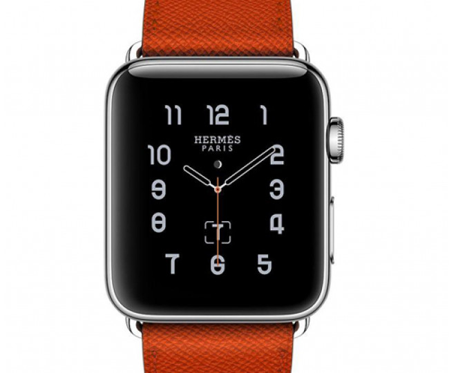 Apple Watch Hermes 42mm Series 2 Stainless Steel Case with Feu Epsom Leather Single Tour (MNQ22)