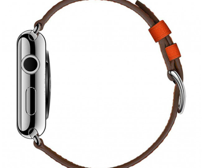 Apple Watch Hermes 42mm Series 2 Stainless Steel Case with Feu Epsom Leather Single Tour (MNQ22)