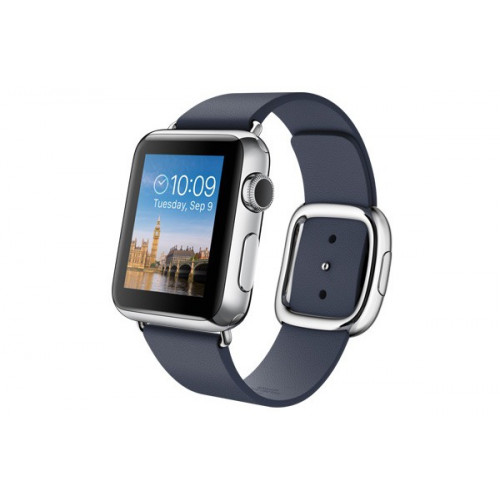 Apple Watch 38mm Stailnless Steel Case with Midnight Blue Modern Buckle (MJ332)