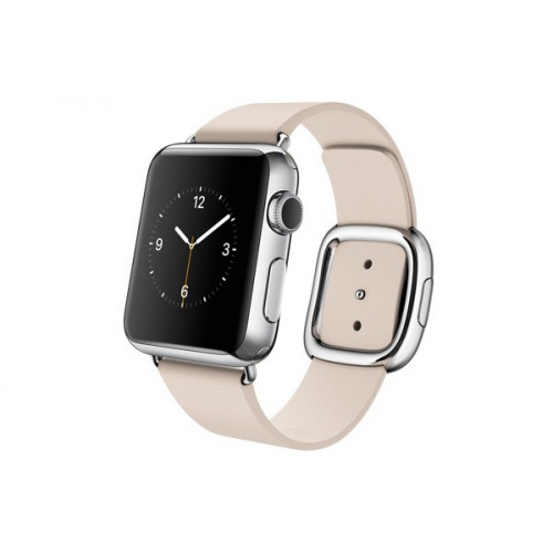 Apple Watch 38mm Stailnless Steel Case with Soft Pink Modern Buckle (MJ362)