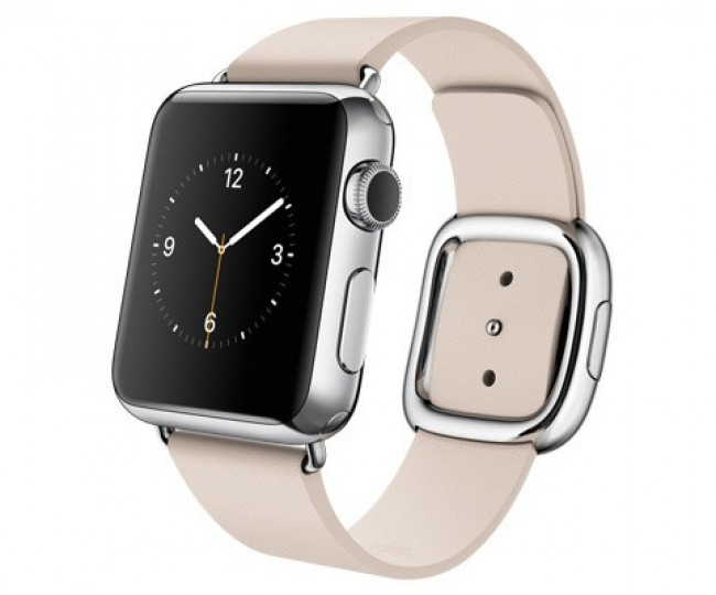 Apple Watch 38mm Stailnless Steel Case with Soft Pink Modern Buckle (MJ362)