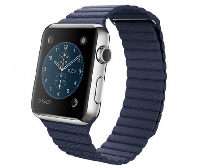 Apple Watch 42mm Stailnless Steel Case with Bright Blue Leather Loop (MJ452)