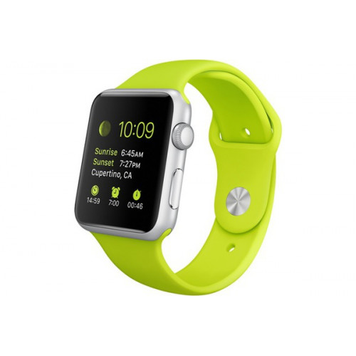 Apple Watch Sport 42mm Silver Aluminum Case with Green Sport Band (MJ3P2)