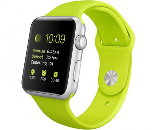 Apple Watch Sport 42mm Silver Aluminum Case with Green Sport Band (MJ3P2)