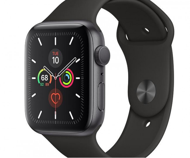 Apple Watch Series 5 (GPS) 44mm Space Gray Aluminum Case with Black Sport Band (MWVF2)