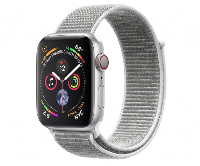 Apple Watch Series 4 GPS + LTE 44mm Silver Alum. w. Seashell Sport l. Silver Alum. (MTUV2)