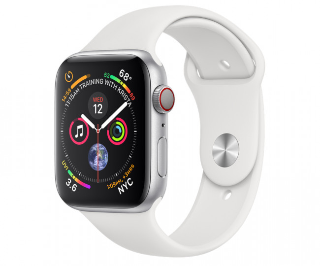 Apple Watch Series 4 (GPS + Cellular) 44mm Silver Aluminum Case with White Sport Loop (MTUU2) б/у