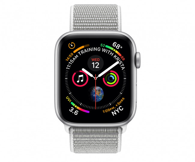 Apple Watch Series 4 GPS+Cellular 44mm Silver Aluminum Case with Seashell Sport Loop (MTVT2)