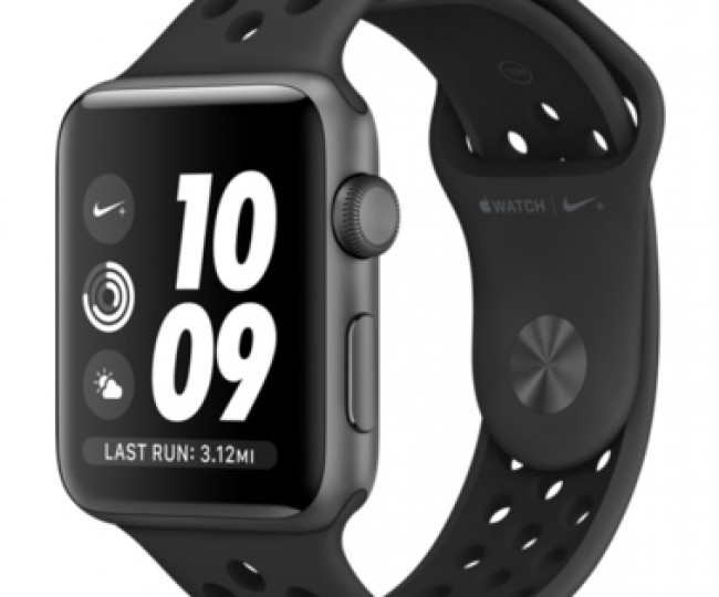 Apple Watch Series 3 Nike + 42mm GPS + LTE Gray Aluminum Case w. Black Nike Sport B. (MTGW2)