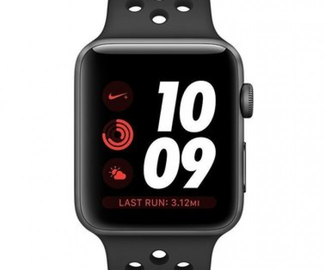 Apple Watch Series 3 Nike + 42mm GPS + LTE Gray Aluminum Case w. Black Nike Sport B. (MTGW2)