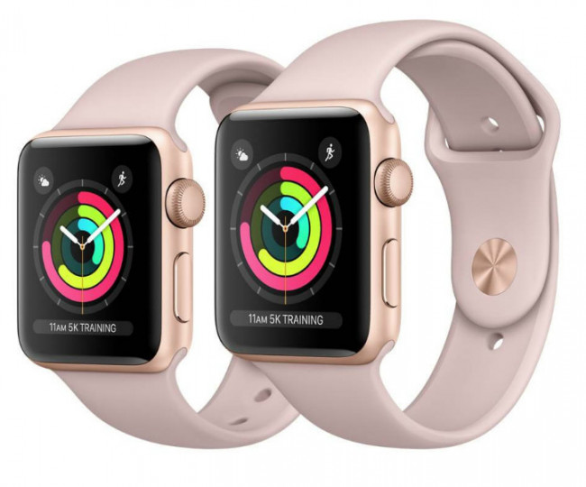 Apple Watch Series 3 38mm GPS Gold Aluminum Case with Pink Sand Sport Band (MQKW2)