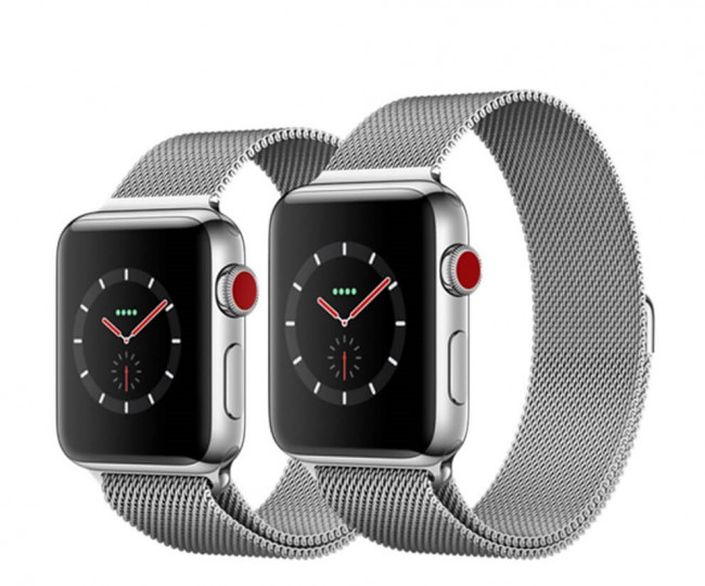 Apple Watch Series 3 GPS + Cellular 38mm Stainless Steel Case with Milanese Loop (MR1F2)