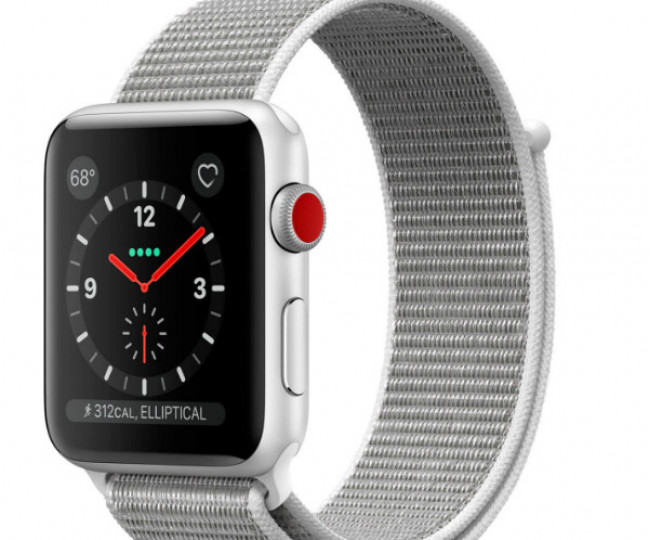 Apple Watch Series 3 GPS + LTE 38mm Silver Aluminum with SEASHELL Sport Loop (MQKJ2)