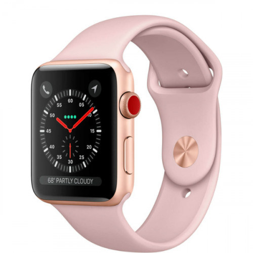 Apple Watch Series 3 GPS + LTE 42mm Gold Aluminium Case with Pink Sand Sport Band (MQK32)