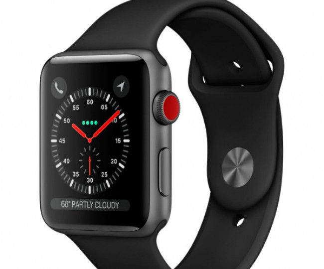 Apple Watch Series 3 GPS + LTE 42mm Space Gray Aluminum Case with Black Sport Band (MR302)