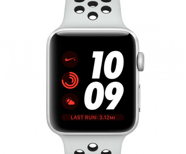 Apple Watch Series 3 Nike+ (GPS + LTE) 38mm Silver Aluminum with Pure Platinum/Black Sport Band (MQL52)