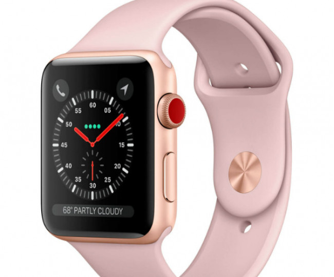 Apple Watch Series 3 GPS LTE 38mm Gold Aluminum Case with Pink Sand Sport Band (MQJQ2)