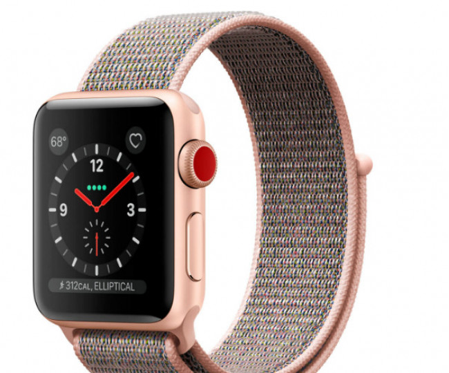 Apple Watch Series 3 GPS + Cellular 38mm Gold Aluminum Case with Pink Sand Sport Loop (MQJU2)