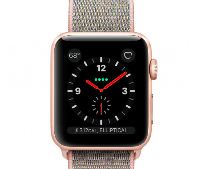 Apple Watch Series 3 GPS + Cellular 38mm Gold Aluminum Case with Pink Sand Sport Loop (MQJU2)