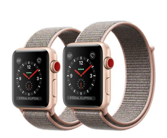 Apple Watch Series 3 GPS + Cellular 38mm Gold Aluminum Case with Pink Sand Sport Loop (MQJU2)