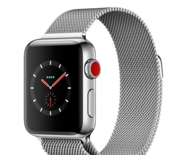 Apple Watch Series 3 GPS + Cellular 38mm Stainless Steel Case with Milanese Loop (MR1F2)