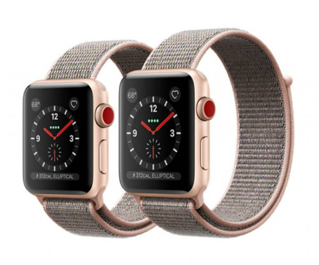 Apple Watch Series 3 GPS + LTE 42mm Gold Aluminum Case with Pink Sand Sport Loop (MQK72)