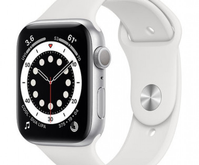 Apple Watch Series 6 GPS 44mm (GPS+LTE) Silver Aluminum Case with White Sport Band (M07F3 / MG2C3)