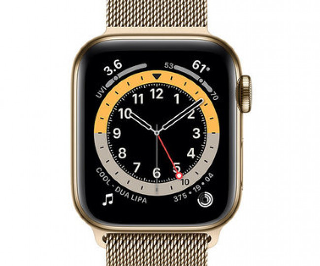 Apple Watch Series 6 GPS + Cellular 44mm Gold Stainless Steel Case w. Gold Milanese L. (M07P3)