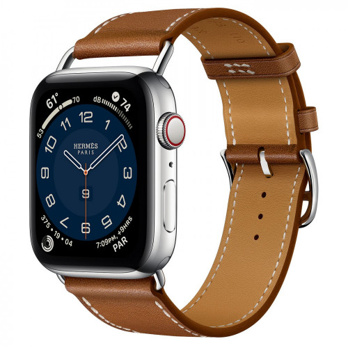 Apple Watch Hermes Series 6 44mm Silver Stainless Still with Attelage Single Tour Brown (MG3G3)