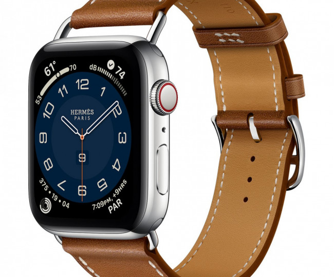 Apple Watch Hermes Series 6 44mm Silver Stainless Still with Attelage Single Tour Brown (MG3G3)